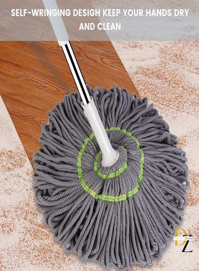 DecoraZone Premium Microfiber Twist Mop | Durable & Easy-to-Use Floor Cleaner | Squeeze Twist Mop Stick for Effective Home & Hospital-Grade Cleaning | High-Performance Dust Mop for Sparkling Floors - Image 4